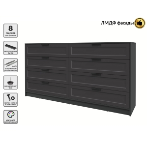 Kомод Тренд КТ-К197 (Антрацит ЛДСП/ Пепел ЛМДФ) Ш1965 В1020 Г451 Kомод Тренд КТ-К197 (Антрацит ЛДСП/ Пепел ЛМДФ) Ш1965 В1020 Г451